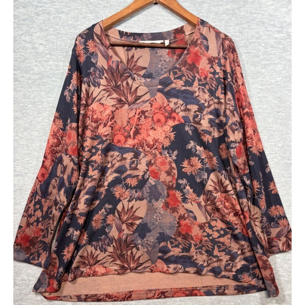 Soft Surroundings Womens Floral Long Sleeve Top 1X Millie Tunic